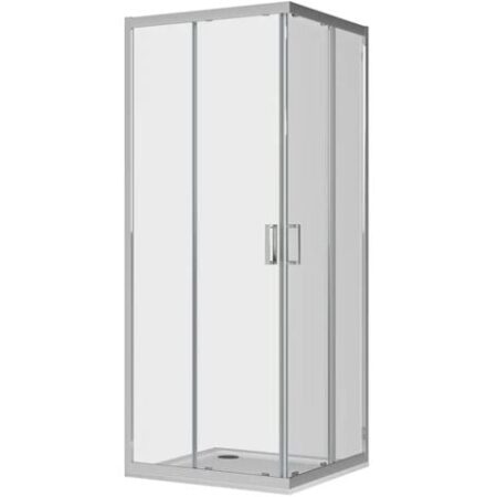 Box Doccia Scorrevole 70x70 cm Profili in Alluminio Cromato Vetro 6mm Trasparente h190 - Reversibile Mod. Java