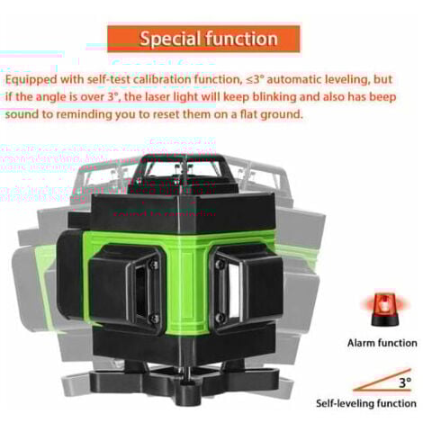 Macchina autolivellante 4D 16 linee livello laser 3 ° Batteria al litio ricaricabile USB con linee di inclinazione orizzontali verticali - Verde