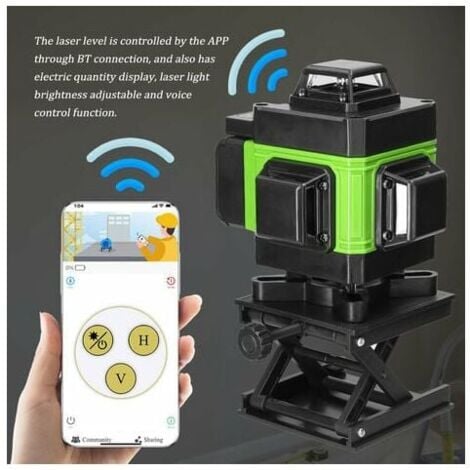 Macchina autolivellante 4D 16 linee livello laser 3 ° Batteria al litio ricaricabile USB con linee di inclinazione orizzontali verticali - Verde