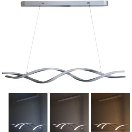 MAKA Lampadario LED Design Moderno a Intreccio Bianco e Argento 48W 5280 Lumen Luce Calda-Naturale-Fredda per Soggiorno e Camera da Letto - Argento