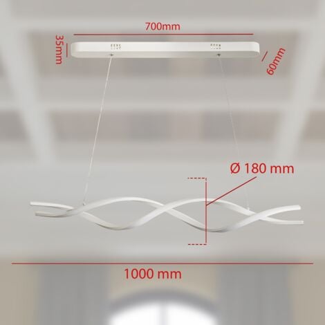 MAKA Lampadario LED Design Moderno a Intreccio Bianco e Argento 48W 5280 Lumen Luce Calda-Naturale-Fredda per Soggiorno e Camera da Letto - Argento