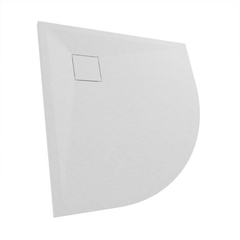 Piatto Doccia Semicircolare 80x80 cm Colore Bianco Effetto Pietra Tagliabile e Antiscivolo Altezza 2,6cm Mod. Samos