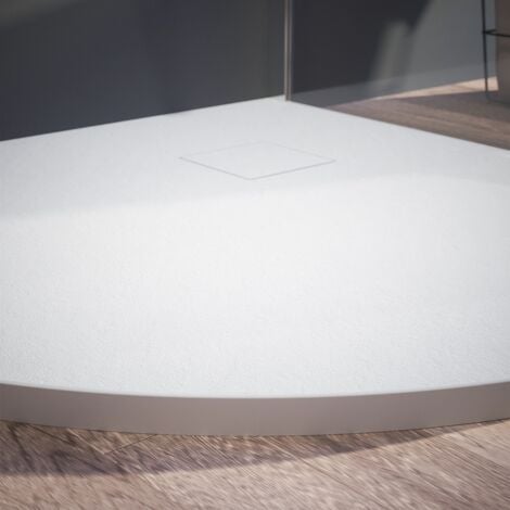 Piatto Doccia Semicircolare 80x80 cm Colore Bianco Effetto Pietra Tagliabile e Antiscivolo Altezza 2,6cm Mod. Samos