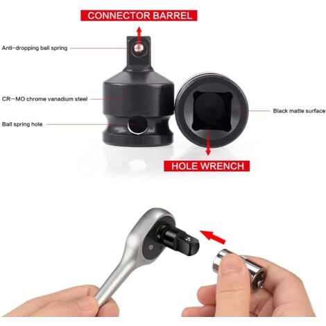 Set di 6 adattatori riduttori per chiavi a bussola da 1/4", 3/8", 1/2", 3/4"