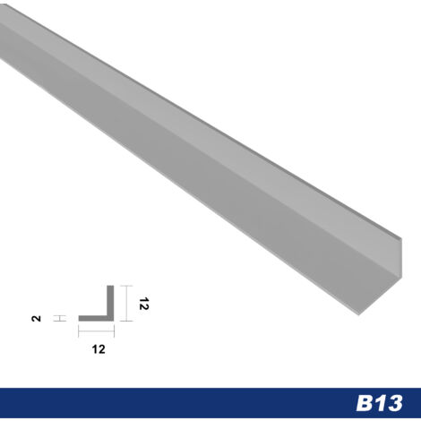 2 metri Profilo angolare Alu anodizzato Effettore Angolo Effettore B10-B17: Argento, B13 - 12 x 12 x 2 mm