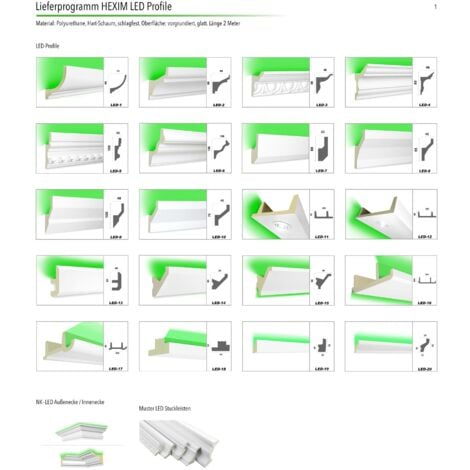 Pacchetti economici da LED-1 a LED-20 Profilo PU - illuminazione indiretta, opaco: LED-5 / 105x35 mm, Modello