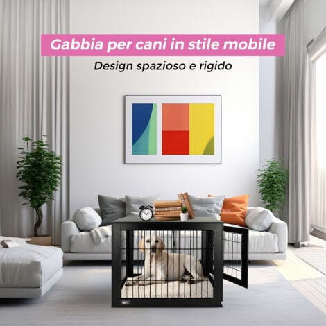 MaxxPet Gabbia per Cani - Mobili per la Casa per Cani - Kennel Cane Grande - Casetta per Animali - Gabbia per Gatti con 1 Anta - Cuccia Moderna da Interno - 89x61x73 cm - Nero