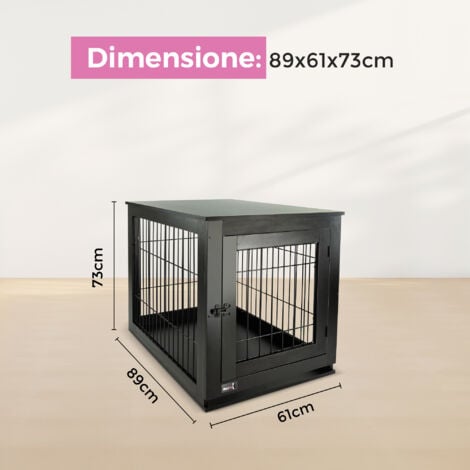 MaxxPet Gabbia per Cani - Mobili per la Casa per Cani - Kennel Cane Grande - Casetta per Animali - Gabbia per Gatti con 1 Anta - Cuccia Moderna da Interno - 89x61x73 cm - Nero