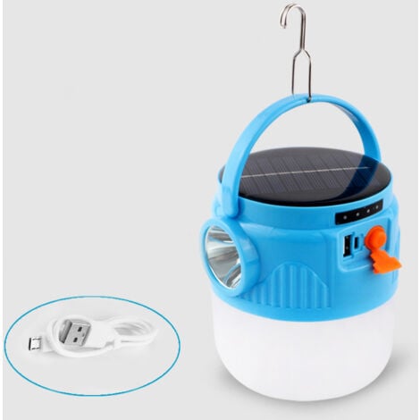 Lampada da campeggio a LED solare 6000MAH, Lanterna ricaricabile tramite USB, Lampada da campeggio portatile impermeabile, 3 modalità di illuminazione per tenda, per campeggio all'aperto ed escursioni