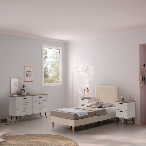 Base imbottita Niebla 90x190 cm Tessuto pecora beige