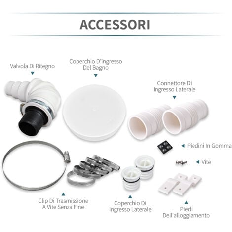 Trituratore Sanitario Maceratore Pompa 400W con motore silenzioso, design sottile e filtro a carbone per WC, doccia, lavandino, vasca da bagno, condizionatore d'aria o lavatrice
