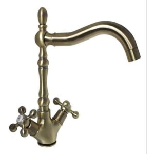 RUBINETTO LAVELLO CUCINA CANNA ALTA ANTICO MISCELATORE LAVANDINO OTTONE JH-1694