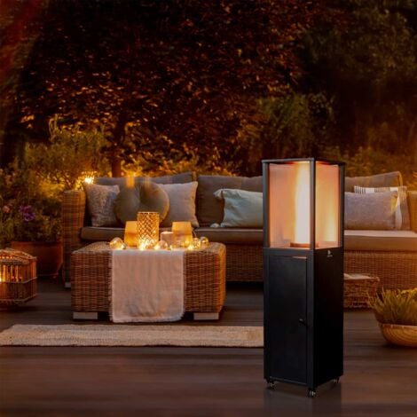 Stufa a Pellet Exterior Kekai Capri 35,5x35,5x137 cm Potenza 17200 W e Superficie Riscaldabile di 12,5 m2  Accensione Rapida  Ruote