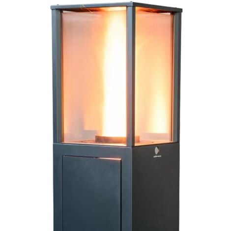 Stufa a Pellet Exterior Kekai Capri 35,5x35,5x137 cm Potenza 17200 W e Superficie Riscaldabile di 12,5 m2  Accensione Rapida  Ruote