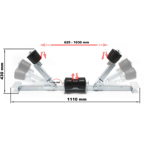 Supporto a rulli per imbarcazioni 111cm max 800kg Varo alaggio barche 80-124cm