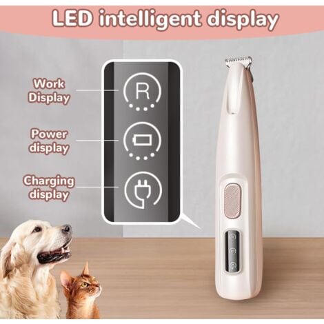 Tagliapeli per cani, Tagliapeli per cani Rasoio per cani Gatti Basso rumore, Impermeabile e ricaricabile Tagliapeli per zampe di animali domestici con luce LED per gatti e altri animali domestici