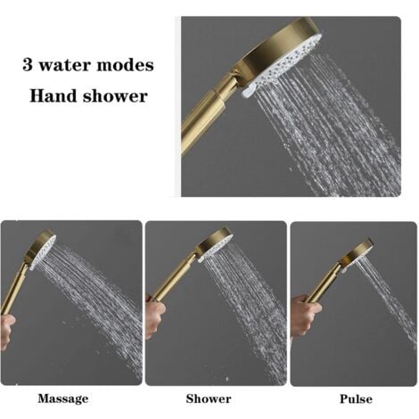 Colonna Doccia D'oro con Miscelatore Monocomando Altezza Regolabile Sistem di Doccia, Set da Doccia a Parete con 23CM ABS Rotondo Soffione, 3 Funzioni Doccetta