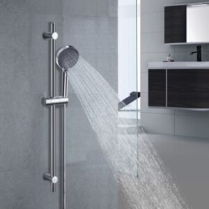 DETBOM Barra Doccia con Doccetta Manuale con Supporto per Soffione Doccia a 3 Getti e Tubo Flessibile Set Doccia Regolabile Sistema Doccia in Acciaio Inox Cromato