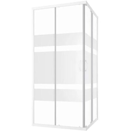 Box Doccia Scorrevole 80x80 cm Profili in Alluminio Bianco Vetro 4mm Serigrafato h185 - Reversibile Mod. Grenada