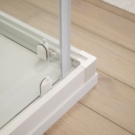 Box Doccia Scorrevole 80x80 cm Profili in Alluminio Bianco Vetro 4mm Serigrafato h185 - Reversibile Mod. Grenada