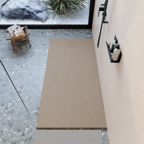 Piatto Doccia Rettangolare 90x160 cm in SMC Colore Marrone Effetto Pietra Tagliabile e Antiscivolo Altezza 2,6cm Mod. Samos