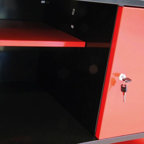 banco da lavoro valex in legno e acciaio con 2 cassetti e anta richiudibile 120x60x85 cm