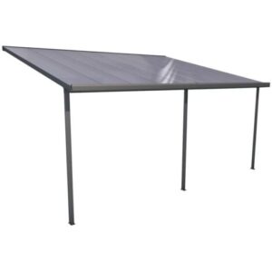 pergola da esterno “patio” in alluminio antracite e policarbonato opale, 5×3 metri