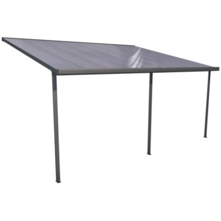 pergola da esterno "patio" in alluminio antracite e policarbonato opale, 5x3 metri