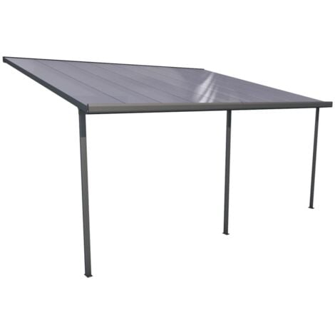 pergola da esterno "patio" in alluminio antracite e policarbonato opale, 5x3 metri