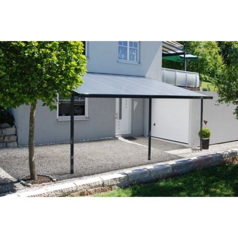 pergola da esterno "patio" in alluminio antracite e policarbonato opale, 5x3 metri