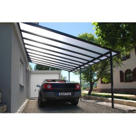 pergola da esterno "patio" in alluminio antracite e policarbonato opale, 5x3 metri