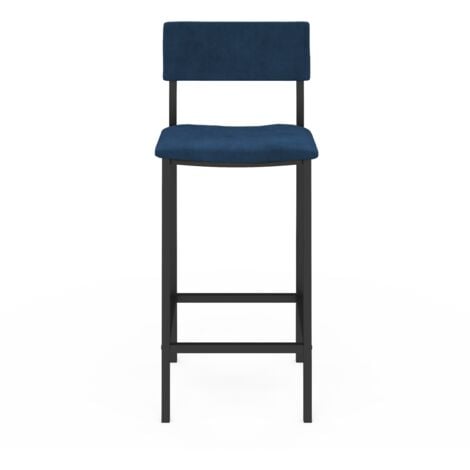 Set di 4 sgabelli da bar AUBIN con schienale sedia da cucina in velluto misto colore blu, grigio chiaro, grigio scuro, giallo