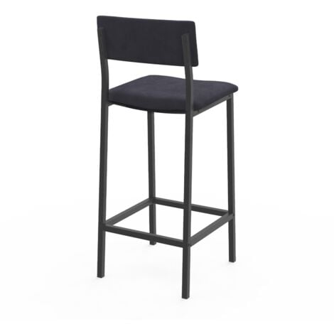 Set di 4 sgabelli da bar AUBIN con schienale sedia da cucina in velluto misto colore blu, grigio chiaro, grigio scuro, giallo