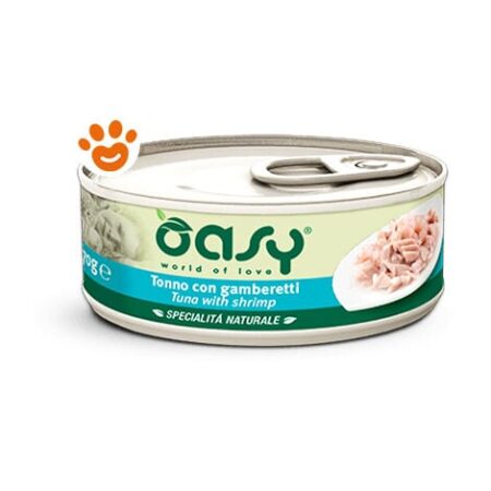 Oasy Cat Specialità Naturali Tonno con Gamberetti  - Oasy Cat Specialità Naturali Tonno con Gamberetti - Lattina Da 70 Gr