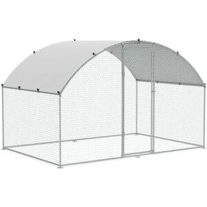 Mophorn Pollaio, 9,8×6,5×6,5 piedi Walk-in Large Metal Run per cortile, copertura impermeabile, pollaio con tetto a capanna, serratura di sicurezza per esterni, cortile, fattoria, recinto per pollame