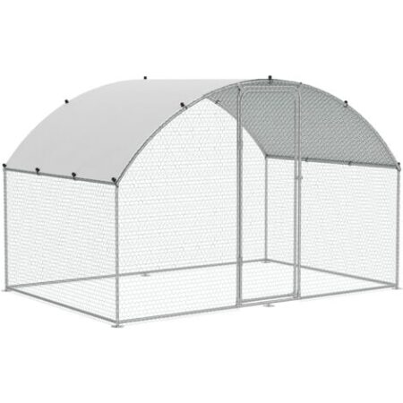Mophorn Pollaio, 9,8x6,5x6,5 piedi Walk-in Large Metal Run per cortile, copertura impermeabile, pollaio con tetto a capanna, serratura di sicurezza per esterni, cortile, fattoria, recinto per pollame