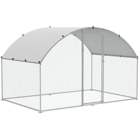 Mophorn Pollaio, 9,8x6,5x6,5 piedi Walk-in Large Metal Run per cortile, copertura impermeabile, pollaio con tetto a capanna, serratura di sicurezza per esterni, cortile, fattoria, recinto per pollame