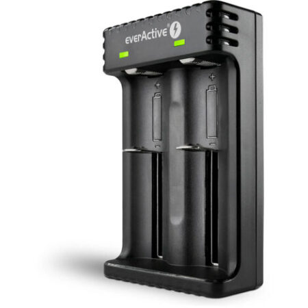 everActive Caricabatterie per 2 batterie dedede Lithium Ion 18650 Professional Fast Micro USB Modello LC-200, Nero