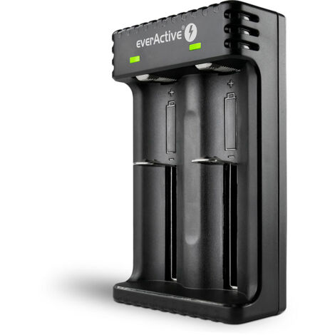 everActive Caricabatterie per 2 batterie dedede Lithium Ion 18650 Professional Fast Micro USB Modello LC-200, Nero