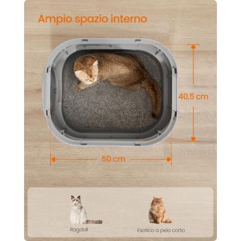 Feandrea Lettiera per Gatti Chiusa, Toilette per Gatti XXL, con Coperchio, Vassoio Estraibile, Paletta, Spazzola, per Gatti di Diverse Taglie, Meno Tracce, Grigio Tortora e Grigio Ardesia