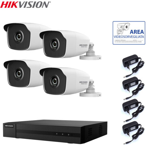 KIT VIDEOSORVEGLIANZA HIKVISION DVR 4 CANALI 4 TELECAMERE 4 MPX