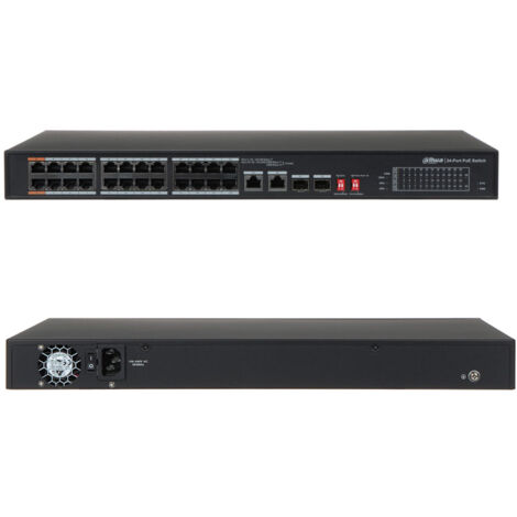 SWITCH POE 24 PORTE DAHUA RJ45 LAN ETHERNET + 2 UPLINK 10/100MBPS