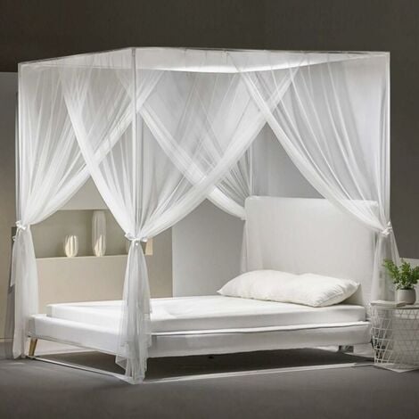 Zanzariera 210x190x240cm per letto matrimoniale Zanzariera quadrata grande Letto singolo 4 ante Zanzariera anti-insetti universale per interni ed esterni con strumenti di installazione