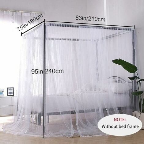Zanzariera 210x190x240cm per letto matrimoniale Zanzariera quadrata grande Letto singolo 4 ante Zanzariera anti-insetti universale per interni ed esterni con strumenti di installazione