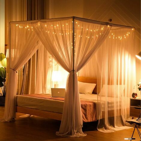Zanzariera 210x190x240cm per letto matrimoniale Zanzariera quadrata grande Letto singolo 4 ante Zanzariera anti-insetti universale per interni ed esterni con strumenti di installazione
