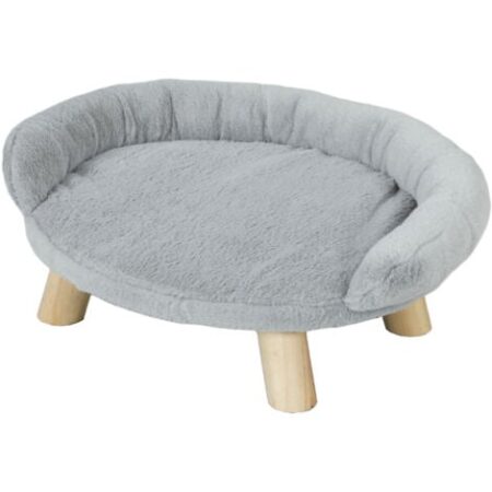 PawHut Lettino per Cani e Gatti Sfoderabile in Peluche 47x40x20cm Grigio