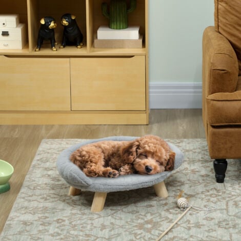 PawHut Lettino per Cani e Gatti Sfoderabile in Peluche 47x40x20cm Grigio