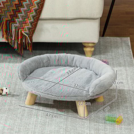 PawHut Lettino per Cani e Gatti Sfoderabile in Peluche 47x40x20cm Grigio
