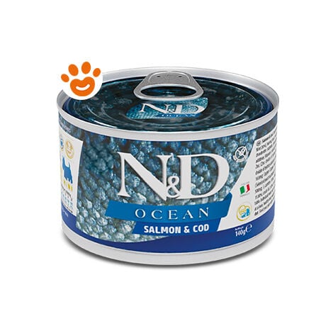 Farmina Dog N&D Ocean Adult Mini Salmone e Merluzzo  - Farmina Dog N&D Ocean Adult Mini Salmone e Merluzzo - Lattina Da 140 Gr