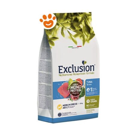 Exclusion Dog Mediterraneo Monoproteico Noble Grain Adult Medium Breed Tonno  - Exclusion Dog Mediterraneo Monoproteico Noble Grain Adult Medium Breed Tonno - Sacco Da 12 Kg